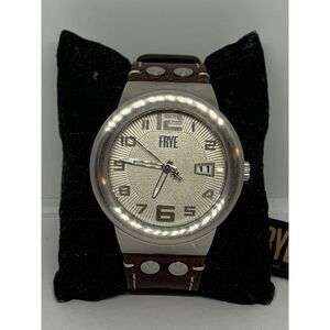 Frye Black and Silver Women\'s Watch Frye Watch Bowery Black Leather Strap Silver Multi-dial  main image 3